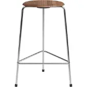 Fritz Hansen High Dot Barkruk Fineer / Chroom - Krukken Walnoot Walnut - 840133