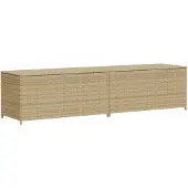 vidaXL Tuinbox met wielen 469 L poly rattan gemengd beige