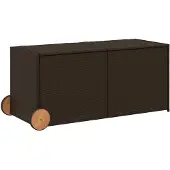 DKD Home Decor Tuinkist met wielen, bruin, 283 liter, polyrotan