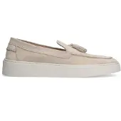 Manfield Beige suède loafers met kwastjes | Maat 43