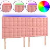 vidaXL Hoofdbord LED 160x5x118/128 cm fluweel roze