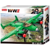 Sluban Army WWII Vliegtuig Tupolev TU-2 Bomber - Bouwspeelgoed vanaf 8 jaar - Constructiespeelgoed modelbouw - bouwdoos met 311 bouwstenen - M38-B0688