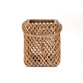 HBX natural living Lantaarn met glas 20x20x25cm bruin bruin Zeegras Lantaarn