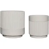 Hubsch Plaster potten wit - set van 2 stuks