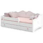 KOBI Kinderbed - roze wit - met lade - 160x80 cm - incl. matras