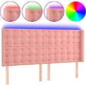 vidaXL Hoofdbord LED 183x16x118/128 cm fluweel roze
