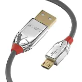 Lindy 36654 USB-kabel USB 2.0 USB-A stekker, USB-micro-B stekker 5.00 m Grijs