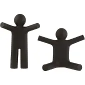 J-Line P'tit Maurice kapstok - kunststof - zwart - 2 stuks - woonaccessoires