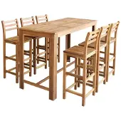 vidaXL 7-delige Bartafel en -stoelenset massief acaciahout