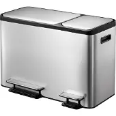 EKO - EcoCasa Recycler pedaalemmer 24+12 liter - stainless steel plastic - mat RVS - Prullenbak