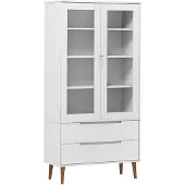 vidaXL Vitrinekast MOLDE 90x35x175 cm massief grenenhout wit