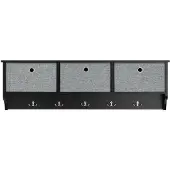 SoBuy Kapstok met 3 manden en 5 haken, zwart