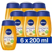 Nivea Natural Shower Oil - Hydraterende doucheolie - Met Vitaminen C en E Voordeelverpakking van 6x 200 ml