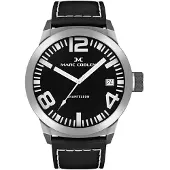 Marc Coblen MC45S1 Herenhorloge 45mm (kast: zilver, wijzerplaat: zwart, band: zwart, horlogekast: 45 mm)