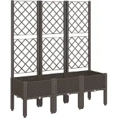 vidaXL Plantenbak met latwerk 120x40x142 cm polypropeen bruin
