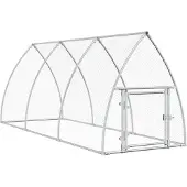vidaXL Kippenhok 300x105x120 cm gegalvaniseerd staal zilverkleurig