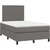 vidaXL Boxspring met matras kunstleer grijs 120x190 cm