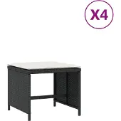 vidaXL Tuinkrukken 4 st met kussens 40x40x35 cm poly rattan zwart