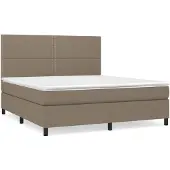 vidaXL Boxspring met matras stof taupe 180x200 cm
