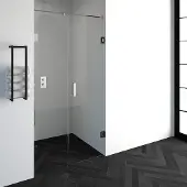 Brauer Void nisdeur 2-delig helder glas 110x200 omkeerbaar met draaideur 60 aan muur incl. glascoating chroom