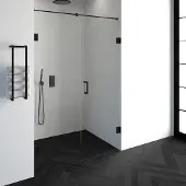 Brauer Void nisdeur 2-delig helder glas 140x200 omkeerbaar met draaideur 70 aan muur incl. glascoating mat zwart