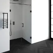 Brauer Void nisdeur 2-delig helder glas 120x200 omkeerbaar met draaideur 60 aan muur incl. glascoating mat zwart