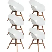 BUITEN living Karlstad dining tuinstoel set van 6 | kunststof + hardhout | wit 1 persoon