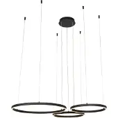 QAZQA Hanglamp zwart incl. LED 3-staps dimbaar 3-lichts - Anello