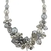 Behave - Korte Statement Ketting Dames met Grijze en Zwarte kralen