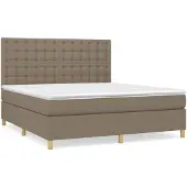 vidaXL Boxspring met matras stof taupe 180x200 cm