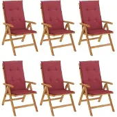 vidaXL Tuinstoelen 6 st verstelbaar met kussens massief teakhout
