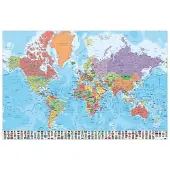 Merkloos Poster Map World es Physical Politic 91,5x61cm