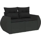 vidaXL 6-delige tuinmeubelset met kussens, zwart, polyrotan