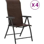 vidaXL Tuinstoelen 4 st inklapbaar poly rattan bruin
