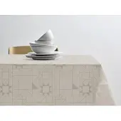 Södahl Star Damast tafelkleed kerst - 370 x 140 cm - 100% katoen damastweving - rechthoekig - tafellaken met de klassieke kerstster - beige
