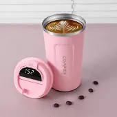 Topco Koffiemok met Temperatuurdisplay 380 ml - Roze