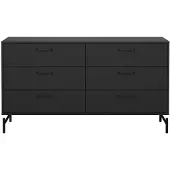 CALICOSY Dubbele ladekast met 6 lades matzwart met metalen onderstel b138,7 cm bora