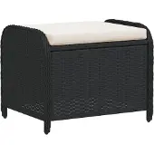 vidaXL Tuinkruk met kussen 58x46x46 cm poly rattan zwart