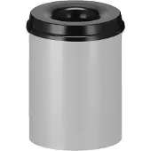 V-Part Vlamdovende prullenbak/papierbak - 15L - aluminium / zwart