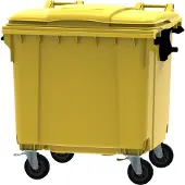 HygieneShopBasics Container 1100 liter vlak deksel geel