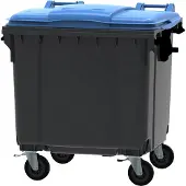 V-Part Container 1100 liter vlak deksel grijs/blauw