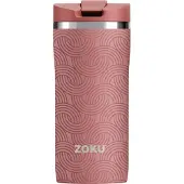 Zoku Thermosbeker, 355 ML, RVS/Polypropyleen, BPA vrij, Roze met Print -