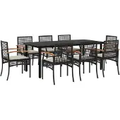 vidaXL 9-delige Tuinset poly rattan zwart