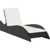 vidaXL Ligbed met kussen 60x205x73 cm poly rattan zwart
