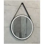 Wiesbaden Cinto spiegel rond met band, LED, dimbaar en spiegelverwarming 60 cm mat zwart