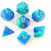 Chessex Gemini Blue-Teal/gold Polydice Dobbelsteen Set (7 stuks)