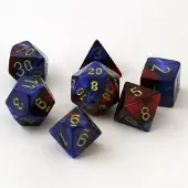 Chessex Gemini Blauw-Rood/gouden Polydice Dobbelsteenset (7 stuks)