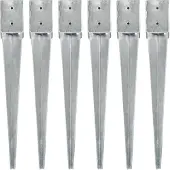 vidaXL Grondpinnen 6 st 10x10x76 cm gegalvaniseerd staal zilverkleurig