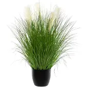Atmosphera siergras kunstplant - grasplant sprieten/pluimen - donkergroen - H105 cm - in pot - pvc - Kunstplanten