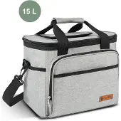 ForDig Koeltas L Grijs (15 liter) - Gemaakt van 600D Polyester met PEVA-Voering - Ruimte voor 20 Blikjes of 10 Halve